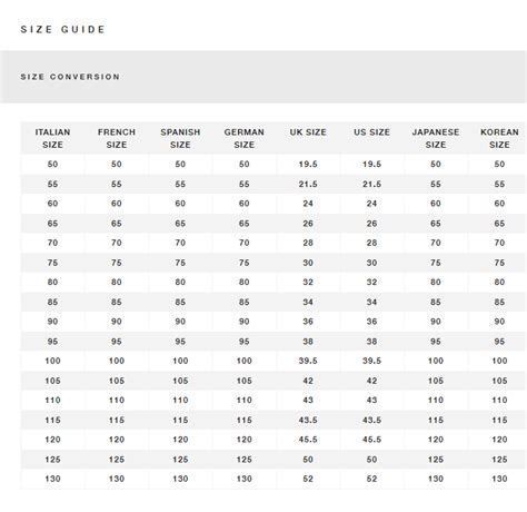 bottega veneta size chart.